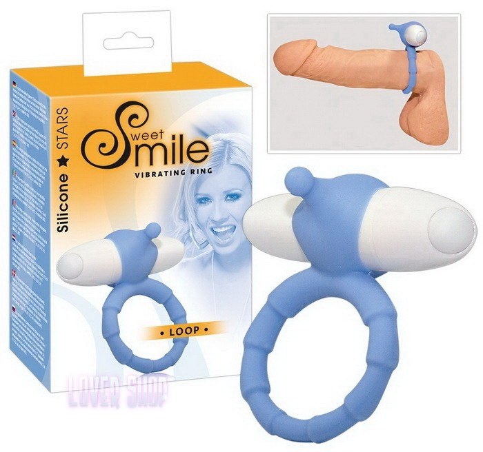 Виброкольцо Smile Loop Vibrating Ring, голубое