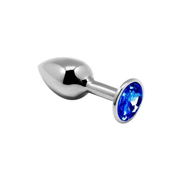 Alive Mini Metal Butt Plug Blue S - Металлическая анальная пробка с кристаллом